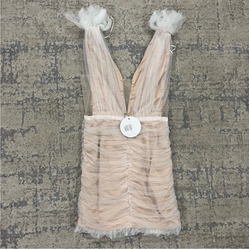 NWT Selfie Leslie Ludivine Tulle Cream Dress Bodycon